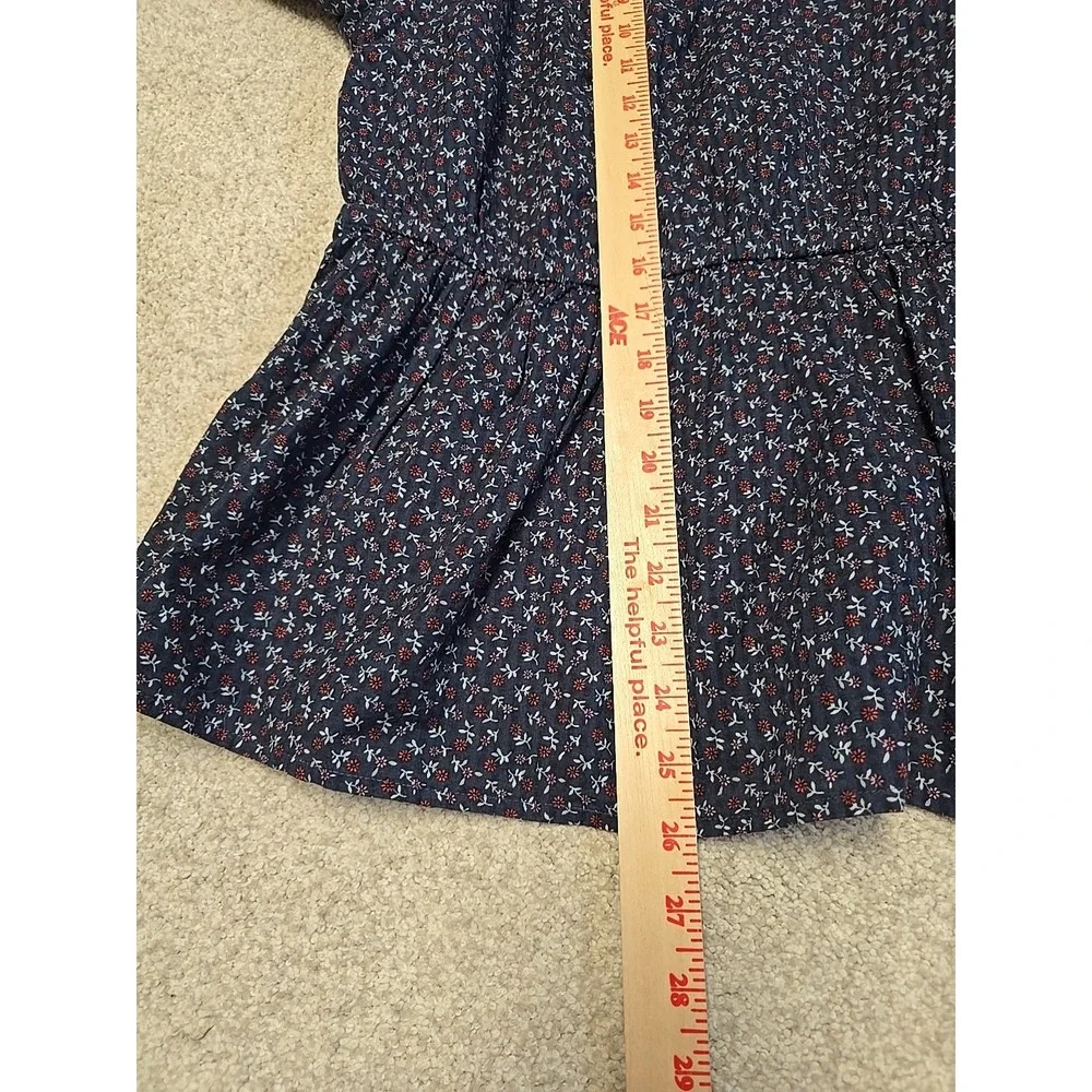 Madewell Shirt Womens Puff-Sleeve Tie Back Peplum Top Camden Daisies Sz‎ 1X NWT